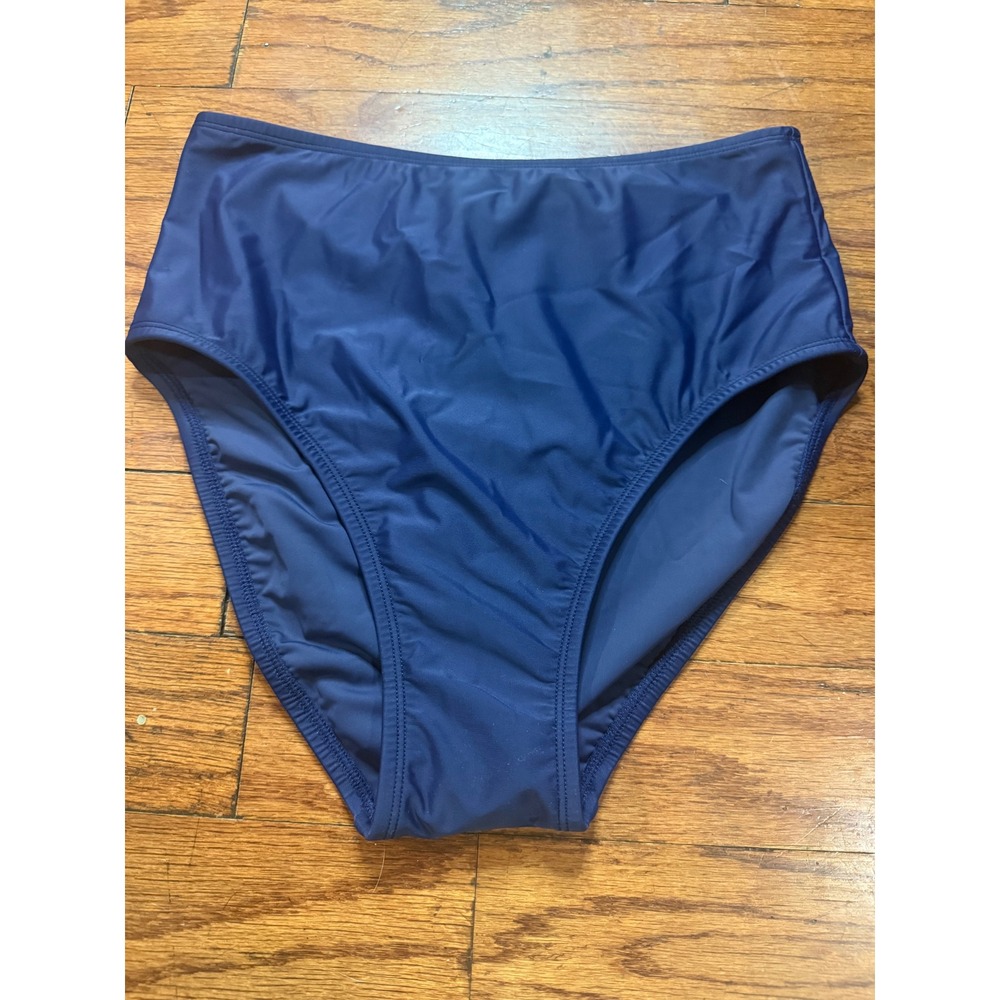 Beyond Control Womens Navy Blue High Waisted Tummy Control Bikini Bottom Size 10